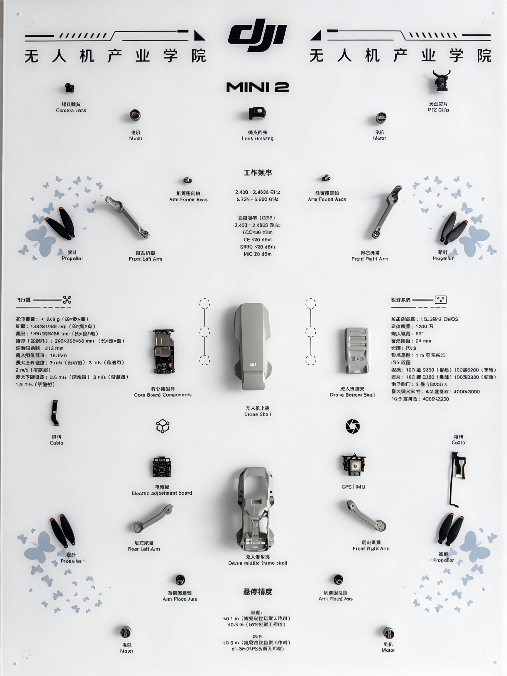 大疆MINI2拆解爆炸图展示架